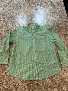 LL Bean Button Down Cotton Shirt Green Checkered Size XL - Picture 1 of 6