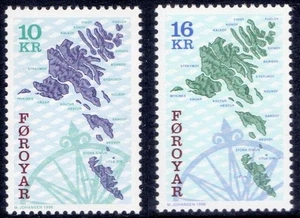 FAEROER 1996 Carte geografiche delle Isole Faroe 2v MNH** - Imagen 1 de 1