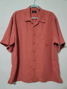Haggar Mens Button Down Shirt Size XL Orange Rust Pocket Short Sleeve - Picture 1 of 12