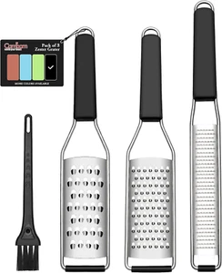 Lemon Zester Grater Three-Piece Suit - Heavy Duty Kitchen Tool for Parmesan Chee - Picture 1 of 12
