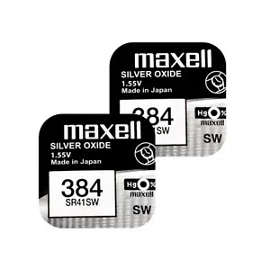 2 Maxell 384 392 SR41SW Batteries Silver Oxide 1.55V Watch Battery Exp 2024 - Picture 1 of 6