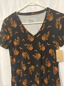 Women's Jollidays Autumn Halloween Print V-Neck T-Shirt Size S - Picture 1 of 4
