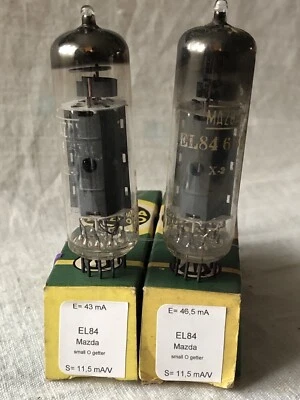 EL84 6BQ5 Mazda matched pair Vacuum Tube, lampe, Röhre, Valve. 1 NOS 1 Used - Photo 1/4