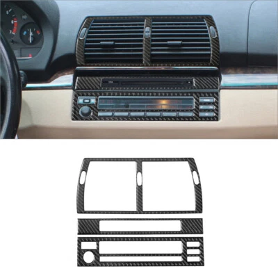 Cubierta interior de consola central de fibra de carbono 3 piezas para BMW X5 E53 2000-06 Foto 1 de 4