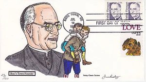 CUBIERTA PRIMER DÍA PINTADA A MANO JAMES PASLAY PADRE FLANAGAN FUNDADOR BOYS TOWN - Imagen 1 de 1