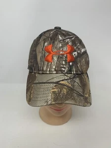 Under Armour Camo Youth Adjustable Hat Cap Orange Logo Polyester Baseball-RARE - Picture 1 of 9