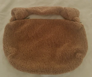 NEXT Brown Teddy Faux Fur Zip Top Handbag Shoulder Tote Bag - Picture 1 of 5