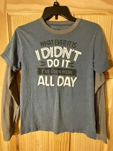 Youth/Teen Hybrid Funny Blue/Gray White Long Sleeve Shirt Size XL - Picture 1 of 7