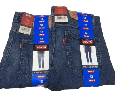 (2) Pantalones de mezclilla LEVIS 511 ajustados azules elásticos JUVENTUD talla 12 regular 26 x 27 cintura ajustable Foto 1 de 4