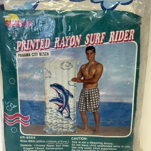 Delfini vintage Sunco Surf Rider galleggianti stampati in rayon - Foto 1 di 7