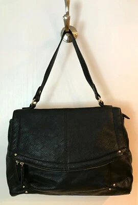 NEW Chicos Black Leather multi compartment satchel handbag 15" X 10.5" - Image 1 of 4