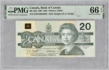 1991 Canada $20 Banknote, PMG UNC-66 EPQ