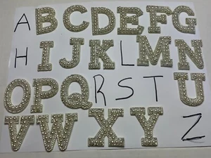 Sparkly Rhinestones and Elegant Alphabet Pearl Letters Iron on Patches - Picture 1 of 1