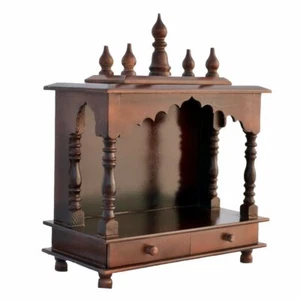 Neuf en Bois Maison Bureau Temple Hindou Mandir Mandap pour Pooja Culte Mur Art - Picture 1 of 3