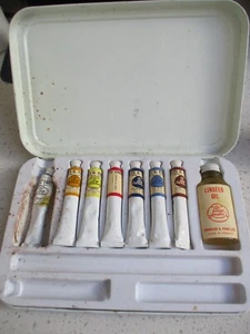 VINTAGE PAGE OF LONDON BOXED OIL PAINTS (SEE PHOTOS FOR DESCRIPTION) - Picture 1 of 5