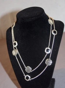 Brighton Meridian Black/Silver Long Necklace 19"+ - Picture 1 of 6