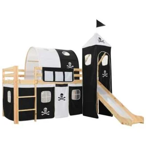 Kinderhochbett-Rahmen mit Rutsche & Leiter Kiefernholz 97x208cm - Bild 1 von 6