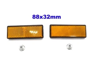2x Bolt-On AMBER / Yellow Oblong Rectangular Trailer Caravan Reflectors 88x32mm - Picture 1 of 2