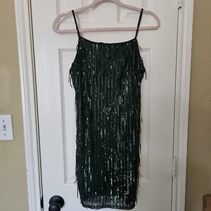Trixxi Junior's Clip Shimmer / Sequin Dress Green Size Medium - Picture 1 of 4