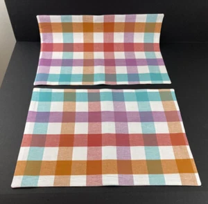 2 Spring Easter Cloth Checkered Plaid Placemats 13 x 19 by C&F - Picture 1 of 4