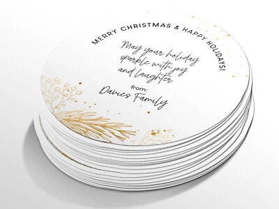 Etiquetas adhesivas redondas navideñas personalizadas, pegatinas personalizadas Foto 1 de 4