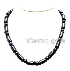 Collar de hematita magnética negra natural de 8 mm con columna para mujer garganta joyería de 18 - Imagen 1 de 5