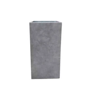 28 in. Tall Natural Concrete Lightweight Modern Tall Square Outdoor Planter - Picture 1 of 7