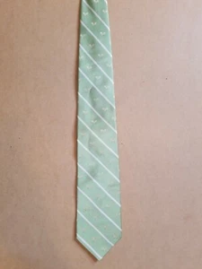 Rooster Medallion Neck Tie Light Green Tennis Raquet Silk Made USA Printed Italy - Picture 1 of 6