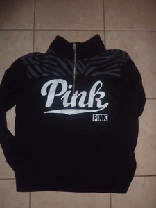 VICTORIAS SECRET PINK "LOVE PINK" ZEBRA PRINT 1/4 ZIP SWEATSHIRT JACKET NWT - Picture 1 of 2
