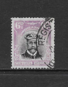 SOUTHERN RHODESIA SCOTT 7 USED F/VF - 1924 6p LILAC & BLACK - KING GEORGE V - Picture 1 of 2