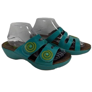Dansko Dixie Teal & Green Leather Slides Sandals Women’s Size 39 / US 8.5 - 9 - Picture 1 of 12
