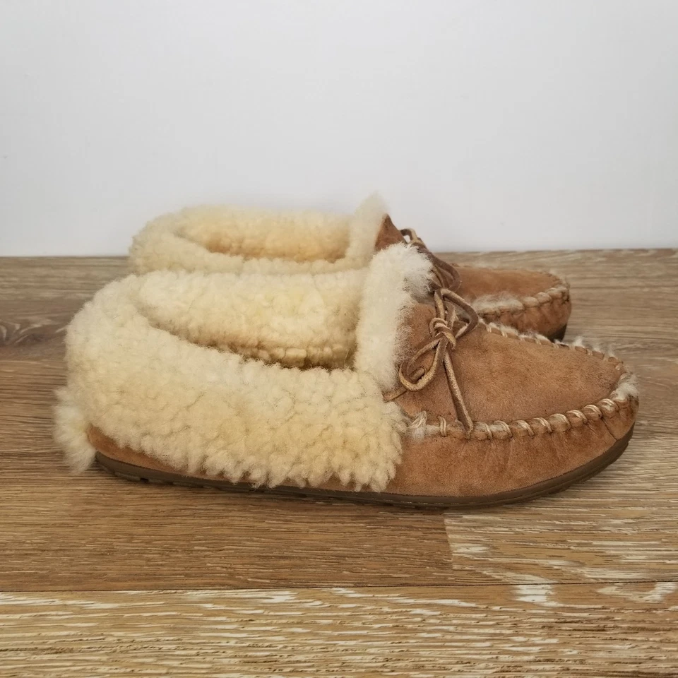 L.L. Zapatillas de mocasín Bean Wicked Good forradas de piel de oveja gamuza tostada talla 9 para mujer Foto 1 de 4