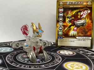Bakugan BakuTech Pyrus Clear Translucent Gren Dragaon Metal Cross & Card HTF - Picture 1 of 7