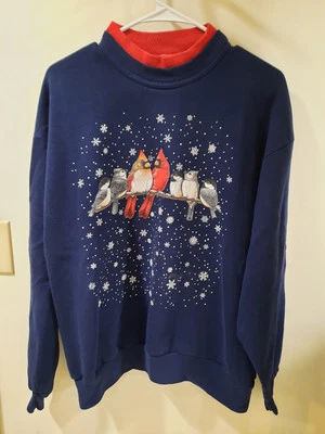  Sudadera WhimZ/jerzze Talla Grande Cardinal Birds Azul Marino. Bonito cómodo  Foto 1 de 4