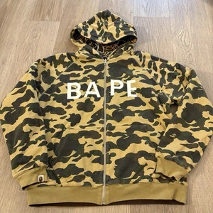 Authentic Bape Reversible Hoodie Yellow Camo/Neon Camo Large -A Bathing Ape- - Picture 1 of 7