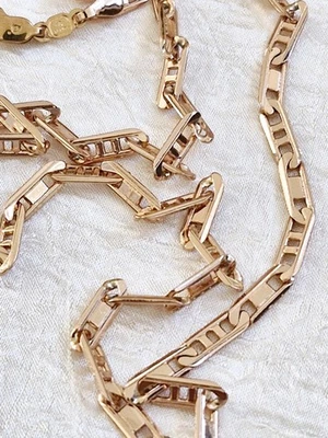 Cadena de eslabones de bordillo de lujo llena de oro rosa de 4 mm para hombre/mujer cadena de 20" de largo Foto 1 de 4