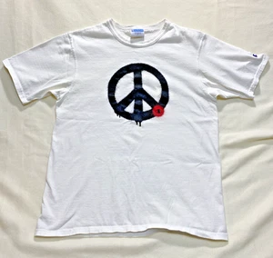 Champion Peace Sign Logo T-shirt Kids White Short Sleeve Tee Size M - Picture 1 of 7