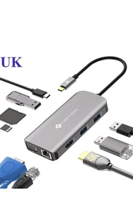 NOVOO 9 in1 USB C Hub Multiport Adapter w/ Ethernet Card Reader HDMI VGA USB PD - Picture 1 of 8