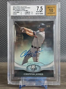 Topps Archives Chipper Jones 2022 automático 1/1 2011 Bowman Platinum #86 Braves BGS - Imagen 1 de 2