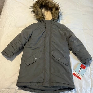 NWT Cat & Jack Parka Jacket Kids Faux Fur Hood Warm Winter Coat Flawed XS 4/5 - Picture 1 of 9