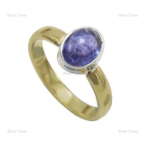 Geburtstagsgeschenk für ihren natürlichen Tansanit Edelstein Band Ring 925 Sterlingsilber - Bild 1 von 5