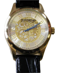 Mens Wristwatch Champagne Dial Blue Hands Roman Numeral Mastertime - Picture 1 of 1