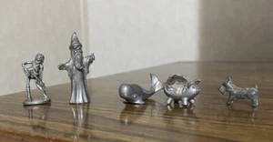 Pewter Pig W/Crystal Whale Man Guitar Wizard Dog Figurines Set Of 5 - Picture 1 of 3