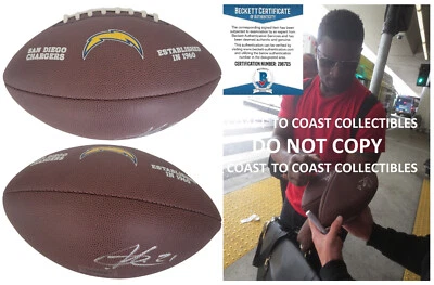 LaDainian Tomlinson LT signed San Diego Chargers logo football proof Beckett COA - Image 1 of 4