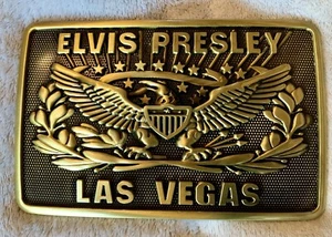 LARGE ELVIS LAS VEGAS BRONZE COLOURED PLAQUE . 7.5 Inches By 4.24 A Nice Item - Picture 1 of 2