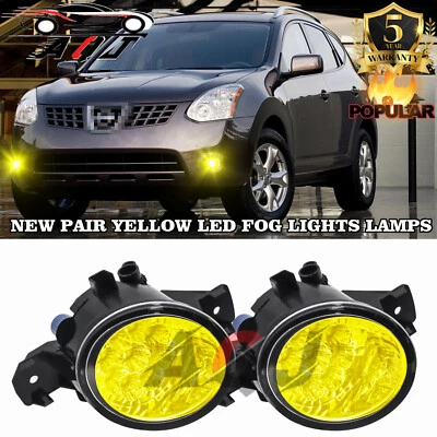 New Pair of Yellow Fog Lights Lamps Front Bumper For NISSAN ROGUE 2008-16 US Foto 1 de 4