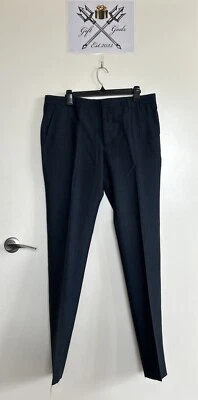 Pantalones Valentino Pantalones Azul Marino Oscuro Mezcla Lana Cintura 34 💯 Auténticos Foto 1 de 4