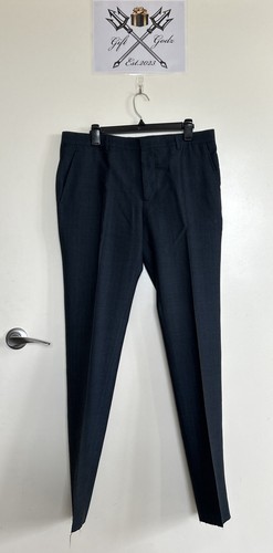 Pantaloni Valentino Pantaloni Miscela Lana Navy Scuro Vita 34 Autentici