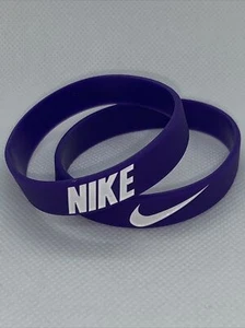 Fashion Sports Wristbands Purple with White Letters. Set Of 2. - Picture 1 of 3