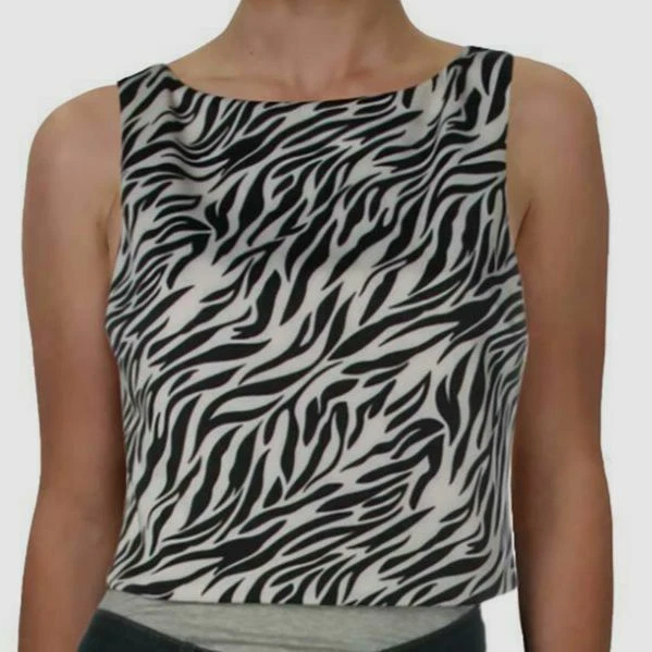 $195 Aqua женщин белый черный эластичной ворота без рукавов блузка укороченный верхний размер M - Изображение 1 из 1